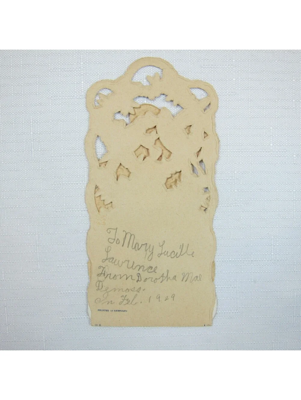 Vintage Valentine 1929 Pull Down Die Cut Stand Up Angel Flowers Doves Germany